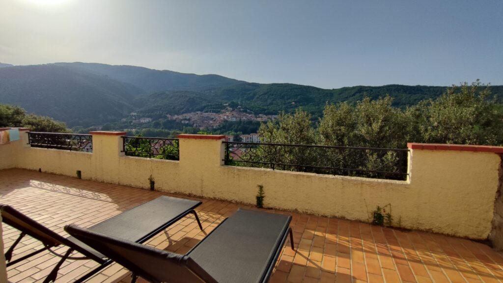 Private apartment terrace overlooking Palalda and the surrounding mountains